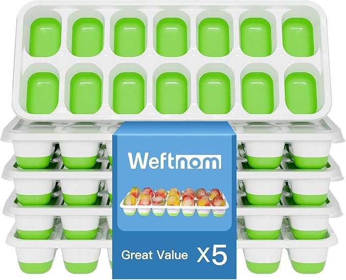 Ice Cube Tray with Lid 5 Pack, 60 Cubes Silicone